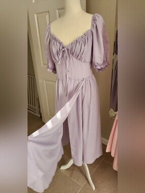 Lavender Puff-Sleeve Jumpsuit SHEIN